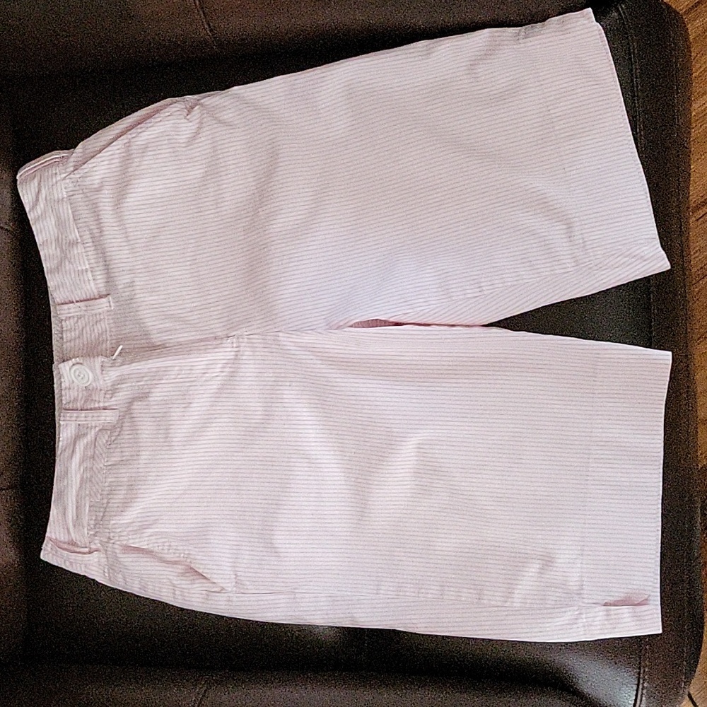 Dress pink and white shorts.